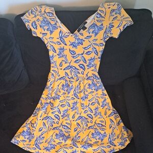 Forever 21 Yellow and Blue Floral Mini Dress